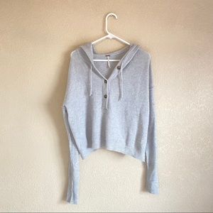 Free People Gray Hooded Sweater Rayon/Wool